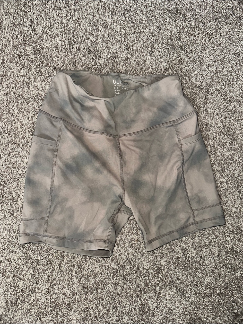 Women's High-Rise Gray Tie-Dye Active Bike Shorts ( 2 pairs )